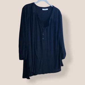 Sejour black top with tab-up sleeves